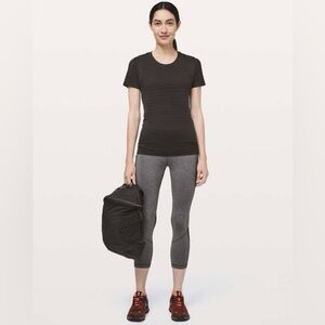Lululemon Pace Rival Crop Heathered Black 22"